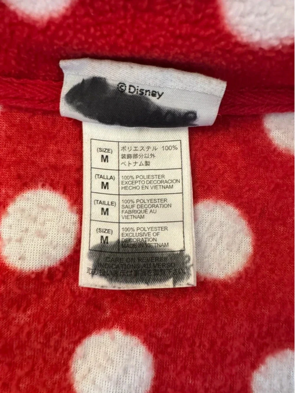 Girl’s Walt Disney World authentic parks red and white full zip fleece jacket M